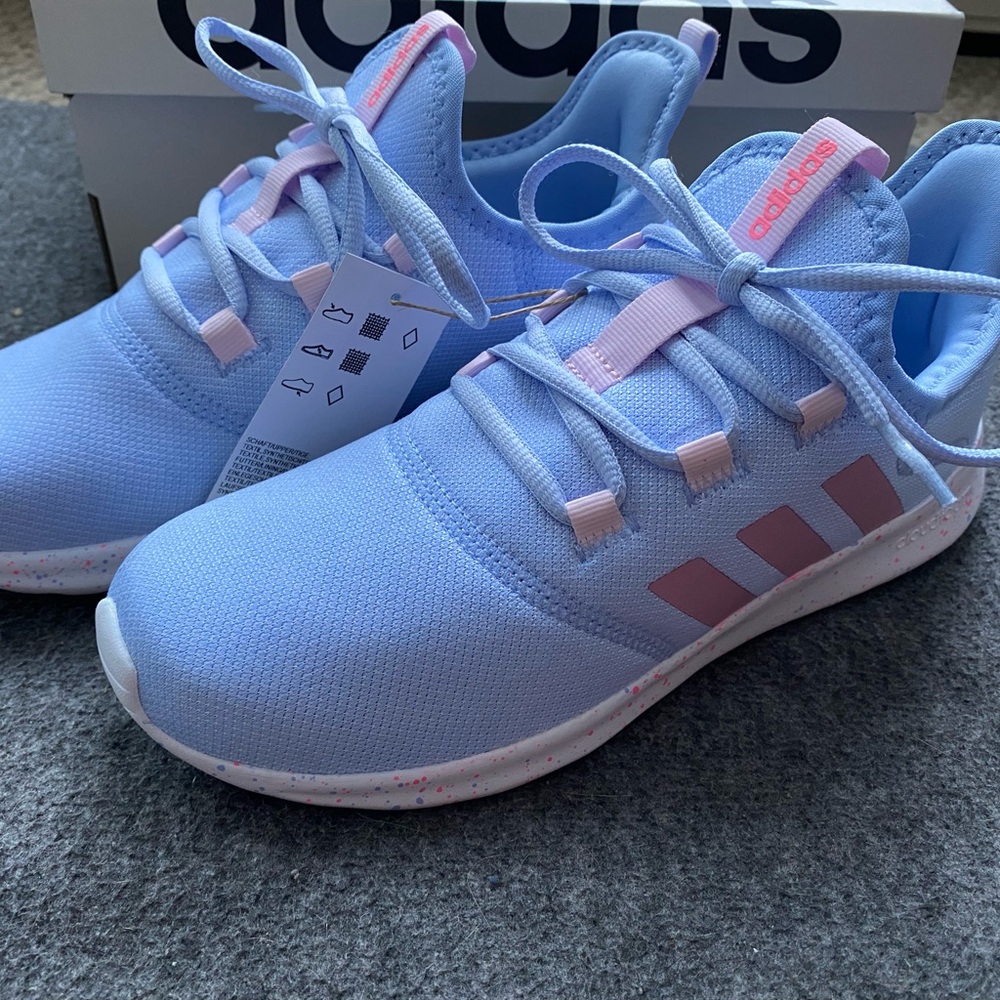 Adidas Girls Cloudfoam Pure 2.0 Size 6 Blue Running Shoes Sneakers GZ9655